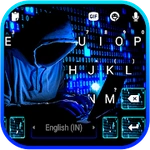 Neon Blue Hacker Keyboard Background