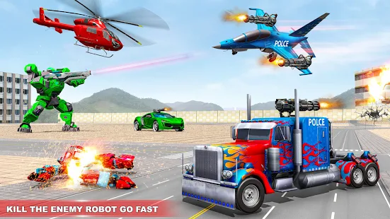 Jogo do carro do robô da polícia dos EU - transporte plano da