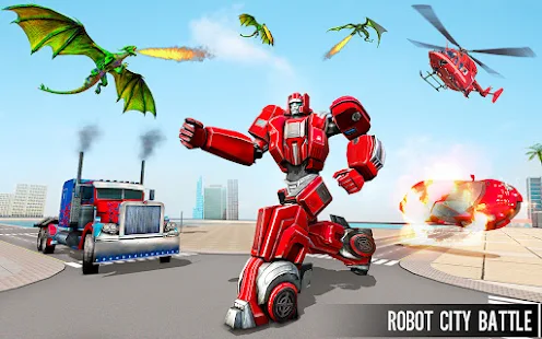 Download and play Dragon Robot Car Game – Police Truck Robot Game on PC  with MuMu Player