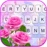 Glitter Pink Roses Keyboard Background