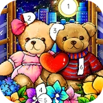 Teddy Bear Color by Number Offline, Happy Color