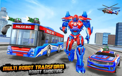 Carro de robô de transformação de ônibus da polícia: jogo de robô real -  simulador de transformação de robô de caminhão de polícia futurista: jogos  multi robat definitivos::Appstore for Android