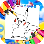 Poke coloring pika cartoon