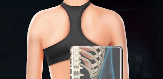 Corpo feminino com varredura óssea SCAPULA fotos, imagens de