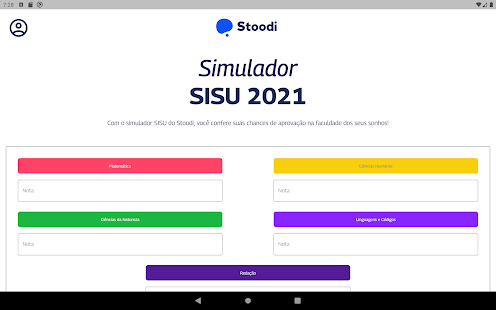 Stoodi on X: Com o aplicativo Simulador Sisu 2022 do Stoodi, você pode  fazer uma simulação gratuita da sua nota de corte utilizando suas notas do  Enem 2021. Curtiu? Baixe agora