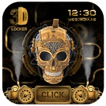 3D Golden Skull Lock Screen