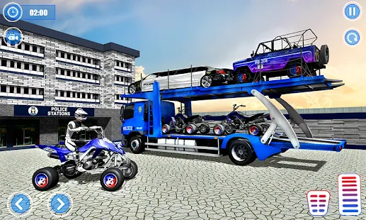 US Police Car Transport Truck: Police Vehicle Transporter Games