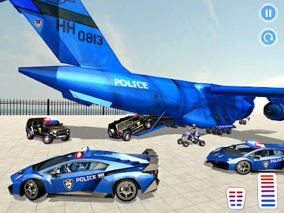 Jogo do carro do robô da polícia dos EU - transporte plano da